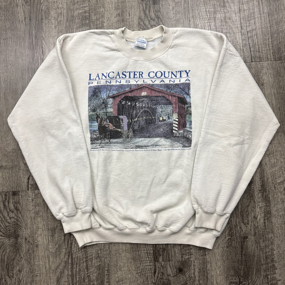 Vintage Lancaster County Pennsylvania Amish Crewneck Sweatshirt L - Picture 1 of 5